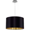Image de Eglo Lustre MASERLO, suspension en textile à flamme, lampe pendante en acier et tissu, couleur : nickel mat, noir, or, douille : E27, Ø : 38 cm