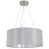Image de Eglo Suspension Maserlo, lampe suspendue textile à 3 flammes, luminaire en acier et tissu, couleur : nickel mat, gris, argent, douille : E27, Ø : 53 cm