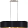 Image de Eglo Lustre MASERLO, suspension en textile à 2 flammes, lampe pendante ovale en acier et tissu, couleur : nickel mat, noir, or, douille : E27, L : 100 cm