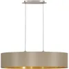 Image de Eglo Suspension luminaire Maserlo, lustre suspendu en acier et textile, couleur nickel mat, taupe, doré, lampe de salon et de salle à manger, douille E27, 100 cm