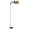 Image de Eglo Lampadaire Siruela, lampe de salon bohème sur pied, luminaire style japonais, métal et papier certifié FSC, noir et brun, douille E27, H 160 cm