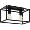 Image de Eglo Plafonnier Eldrick, lampe de plafond vintage, éclairage pour salon et chambre, luminaire style industriel, métal noir, douille E27