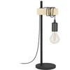 Image de Eglo Lampe de table TOWNSHEND, lampe à poser à 2 flammes au design industriel, lampe rétro, lampe de chevet en acier et en bois, couleur : noir, marron, douille : E27, interrupteur inclus