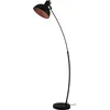 Image de Eglo Lampadaire salon Jaafra, lampe de lecture sur pied, luminaire intérieur courbé avec abat-jour, métal noir et cuivre, douille E27
