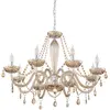 Image de Eglo Suspension Basilano, lustre 8 flammes vintage, style shabby chic, lampe suspendue en acier et verre chromé, cognac, lampe pour table à manger, lampe de salon suspendue avec douille E14