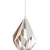 Image de Eglo Suspension luminaire Carlton 1, lustre suspendu vintage et rétro, lampe de salon et de salle à manger en acier blanc, doré, douille E27, Ø 20,5 cm