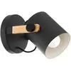 Image de Eglo Applique murale Hornwood, lampe vintage 1 flamme au design industriel, lampe rétro en acier et bois, couleurs : noir, crème, marron, douille : E27