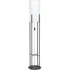 Image de Eglo Lampadaire Glastonbury, lampe sur pied 1 flamme, lampadaire en acier et textile, lampe de salon noire et blanche, lampe avec interrupteur, douille E27