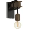 Image de Eglo Applique murale intérieure Townshend 4, luminaire d’intérieur au design vintage et industriel, lampe retro en acier noir et bois, douille E27