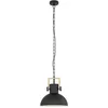 Image de Eglo Suspension Lubenham, lampe suspendue vintage 1 flamme au design industriel, suspension rétro en acier et bois, couleur : noir, marron, douille : E27