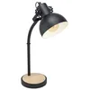 Image de Eglo Lampe de table Lubenham, luminaire de table vintage de style industriel, lampe de chevet rétro en acier et bois, coloris noir et marron, douille E27, avec interrupteur