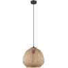 Image de Eglo Suspension luminaire Dembleby, lustre suspendu vintage, nature et bohème, lampe osier en bois tressé pour salon et salle à manger, brun clair, douille E27