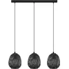 Image de Eglo Suspension Dembleby 1, lampe suspendue 3 flammes vintage, nature, hygge, suspension en bois tressé, lampe de table à manger, lampe de salon suspendue noire, acier, douille E27