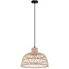 Image de Eglo Suspension luminaire Ausnby, lustre suspendu vintage, scandinave et bohème, lampe de salon et de salle à manger en bois naturel et métal noir, douille E27