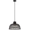 Image de EGLO Suspension luminaire Ausnby, lustre suspendu vintage, scandinave et bohème, lampe de salon et de salle à manger en bois et métal noir, douille E27
