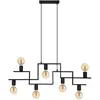 Image de Eglo Suspension Fembard, lampe suspendue 7 flammes vintage, industrielle, rétro, suspension en acier noir, lampe de salle à manger, lampe de salon suspendue avec douille E27