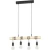 Image de Eglo Suspension en bois vintage TOWNSHEND, lampe de salle à manger rétro, luminaire rétro et industriel à 3 lampes, douille E27, lustre en acier Ø 31 cm, certifié FSC