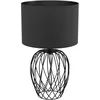 Image de Eglo Lampe de chevet Nimlet, lampe de table style scandinave pour salon, luminaire design en textile et métal noir avec interrupteur, douille E27