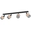 Image de Eglo Plafonnier Rosley, lampe de plafond avec 4 spots orientables, luminaire en tissu naturel et métal noir, éclairage pour salon et chambre, douille E14