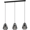 Image de Eglo Suspension luminaire Stype, lustre chambre à 3 flammes, plafonnier salon ou salle à manger en métal noir, douille E27