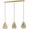 Image de Eglo Suspension luminaire Stype, lustre chambre à 3 flammes, plafonnier salon ou salle à manger en métal laiton brossé, douille E27