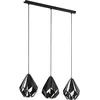Image de Eglo Suspension luminaire Carlton, plafonnier suspendu vintage pour salle à manger, 3 lampes, lustre salon rétro en métal noir, douille E27, 80,5 cm