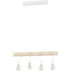 Image de EGLO lampe suspendue Townshend, luminaire suspension vintage 4 flammes au design industriel, rétro en acier et bois, blanc, brun, certifié FSC, douille E27