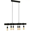 Image de Eglo Suspension luminaire Townshend, plafonnier suspendu vintage à 6 lampes, lampe de salle à manger, lustre salon style industriel, acier noir, douille E27