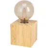 Image de EGLO Lampe de chevet Prestwick 2, lampe à poser décorative, lampe de table cube en bois naturel, FSC100HB, luminaire pour salon et chambre à coucher, douille E27