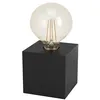 Image de EGLO Lampe de chevet Prestwick 2, lampe à poser décorative, lampe de table cube en bois noir mat, FSC100HB, luminaire pour salon et chambre à coucher, douille E27