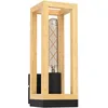 Image de Eglo Applique murale intérieure Nafferton, luminaire d'intérieur pour couloir et salon, FSCM70HB, lampe en métal noir et bois naturel, douille E27
