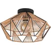Image de Eglo Luminaire plafonnier Adwickle, lampe de plafond naturelle au design vintage, lampe de salon en tissu couleur nature et métal noir, douille E27