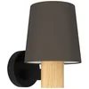 Image de Eglo Applique murale intérieure Edale, luminaire d'intérieur au style campagnard, FSC100HB, lampe murale en tissu couleur cappuccino, métal noir et bois chêne, douille E27