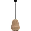 Image de Eglo Suspension luminaire Alderney, lustre en tissu pour salon et salle à manger, lampe de plafond suspendue en chanvre naturel et métal noir, douille E27