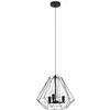 Image de Eglo Suspension luminaire Tarle, lustre losange à 3 lampes, plafonnier à suspendre au design vintage, lampe de plafond pour salon et salle à manger, métal noir, douille E14