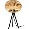 Image de Eglo Lampe de table trépied Amsfield 1, luminaire tripode pour salon et chambre à coucher, métal noir et bambou naturel, douille E27