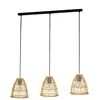 Image de Eglo Suspension luminaire Ayesgarth, lustre pour salon et salle à manger à 3 lampes, lampe de plafond à suspendre au design bohème, rotin naturel et métal noir, douille E27