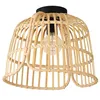 Image de Eglo Luminaire plafonnier Glyneath, lampe de plafond au style bohème et nature, lampe de salon en rotin naturel et métal noir, douille E27
