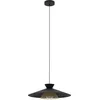 Image de Eglo Suspension luminaire Grizedale, lustre au design japonais, lampe de pladond suspendue pour salon et salle à manger, métal noir et laiton, douille E27, Ø 50 cm
