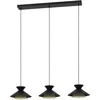 Image de Eglo Suspension luminaire Grizedale, lustre à 3 lampes au design japonais, lampe de pladond suspendue pour salon et salle à manger, métal noir et laiton, douille E27, Ø 50 cm