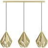 Image de Eglo Suspension luminaire Carlton, lustre à 3 lampes pour salon et salle à manger, lampe de plafond suspendue au design rétro, métal doré, douille E27, L 80,5 cm