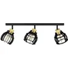 Image de Eglo Rail spot Stillington 1, rampe de 3 spots orientables, FSC100HB, barre de spots pivotants au style industriel, plafonnier en métal noir et bois naturel, lampe de plafond avec douille E27