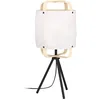 Image de Eglo Lampe de table trépied Surfleet, luminaire tripode en bois, coton aspect lin et métal noir, éclairage pour salon et chambre à coucher, douille E27