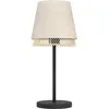 Image de Eglo Lampe de table Tabley, lumière de chevet au design naturel, luminaire à poser pour salon et chambre, métal noir, bambou et lin, douille E27