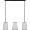 Image de Eglo Suspension luminaire Alsager, lustre à 3 lampes pour salon et salle à manger, lampe de plafond suspendue en feutre gris et métal noir, douille E27, 91 cm