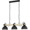 Image de EGLO lampe pendante Lubenham, lampe pendante vintage à 3 flammes en design industriel, lampe pendante rétro en acier et bois, noir, brun, certifié FSC, douille E27