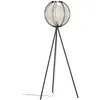 Image de Eglo Lampadaire trépied Waverton, luminaire intérieur sur pied en bois noir et textile beige, lampe de salon tripode, douille E27