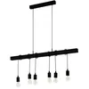 Image de Eglo Suspension luminaire Townshend bois vintage, plafonnier suspendu pour salle à manger, 6 lampes, lustre chambre design vintage industriel, lustre chambre avec douille E27, noir