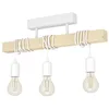 Image de Eglo Lampe de plafond TOWNSHEND, plafonnier vintage à 3 flammes au design industriel, suspension rétro en acier et en bois, blanc, marron, certifié FSC, douille E27