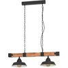Image de Eglo Lustre OLDBURY, suspension à 2 flammes vintage au design industriel, lampe suspendue en acier et en plastique, noir, marron rustique, certifié FSC, douille E27, 86 cm